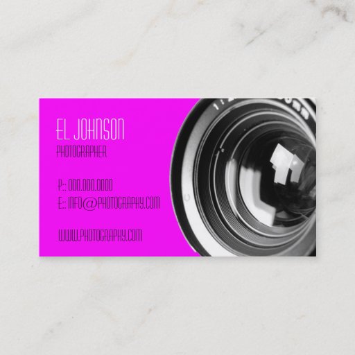 Customizable Basic Photography Business Card (Magenta)