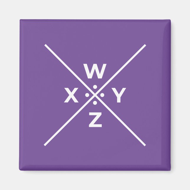 Basic Pigpen Cipher Key WXYZ (4 of 4) on dark Magnet (Front)
