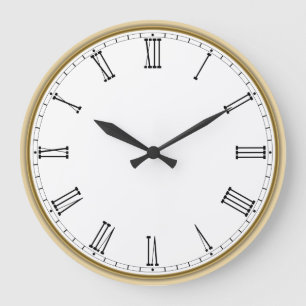 Basic Plain Black and White Roman Numeral Large Clock