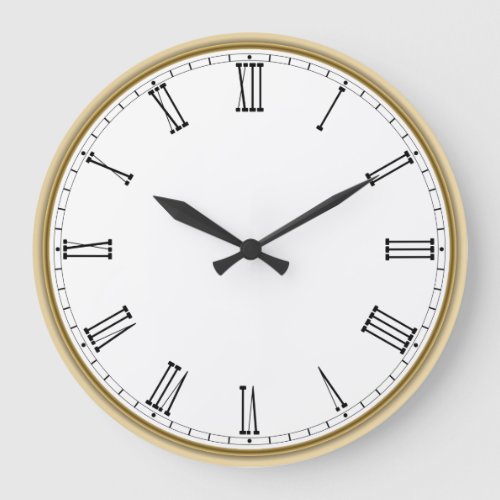 Basic Plain Black and White Roman Numeral Large Clock