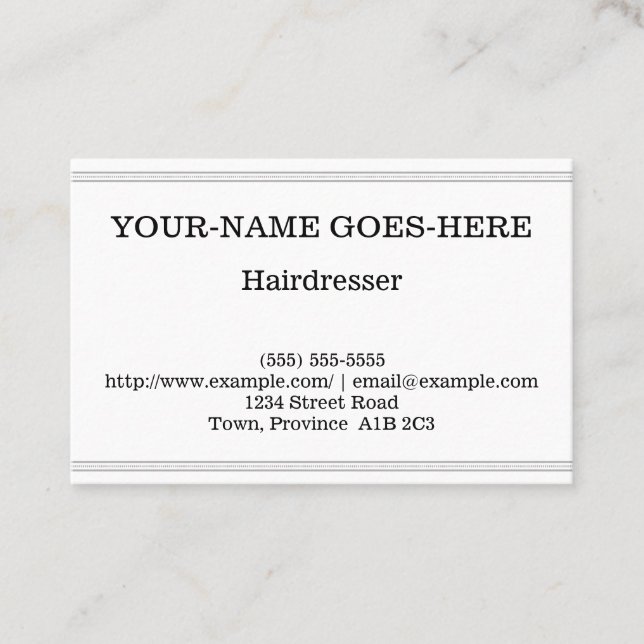 Basic & Plain Hairdresser Business Card (Front)