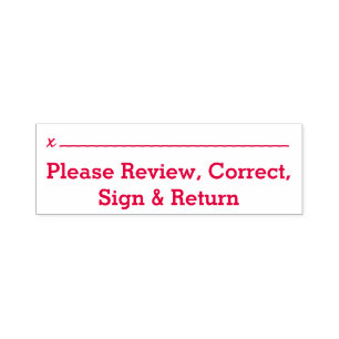 Basic "Please Review, Correct, Sign & Return" Self-inking Stamp