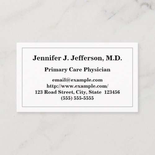 Basic Primary Care Physician Business Card