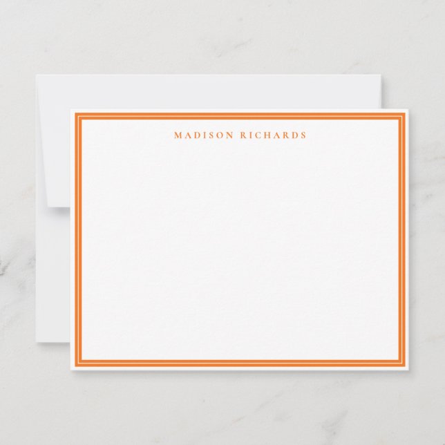 Basic Pumpkin Orange Border Personalized  Note Card (Front)