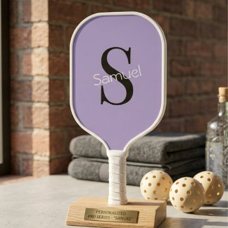Basic Purple Monogram Initial & Name Pickleball Paddle