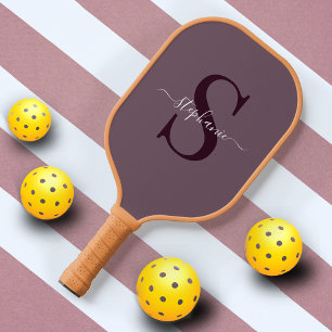 Basic Purple Monogram Initial + Name Pickleball Paddle
