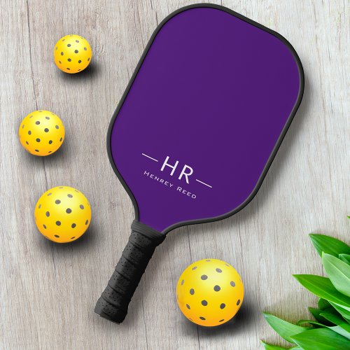 Basic Purple Monogram Name  Initials Pickleball Paddle