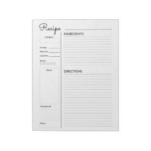 Basic Recipe Pages Notepad