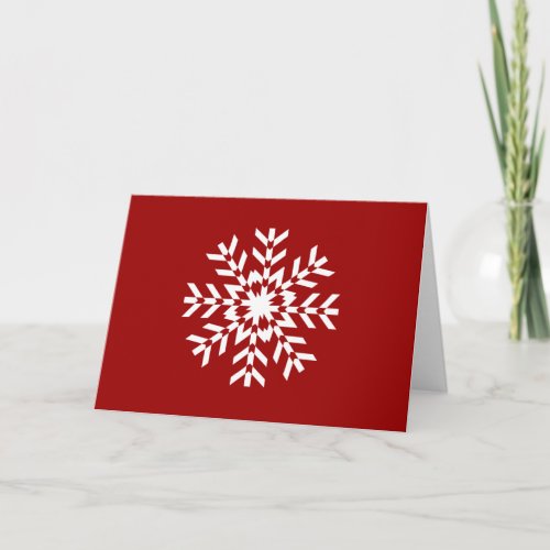 Basic Red and White Snowflake Ski Season Holiday Card