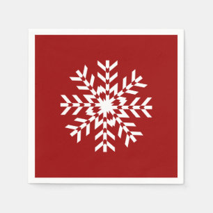 Basic Red and White Snowflake Ski Season Paper Napkins