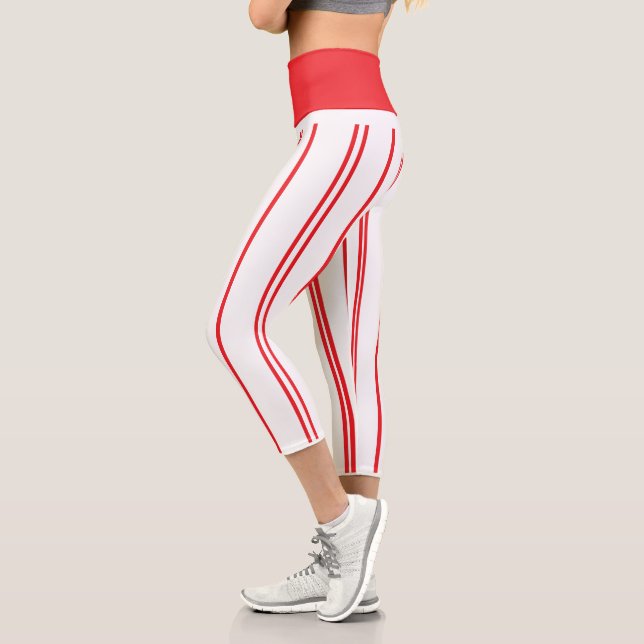"Basic Red and White Stripe" High Waisted Capris (Left)