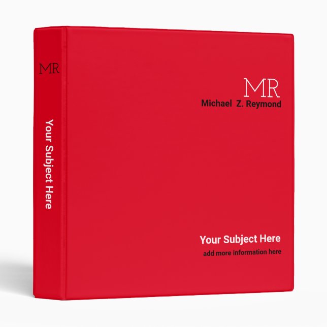 basic red color binder with name (Front/Spine)