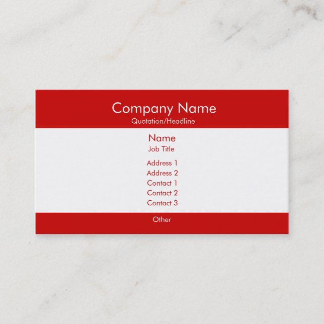 Basic Red & White Business Card (Front)