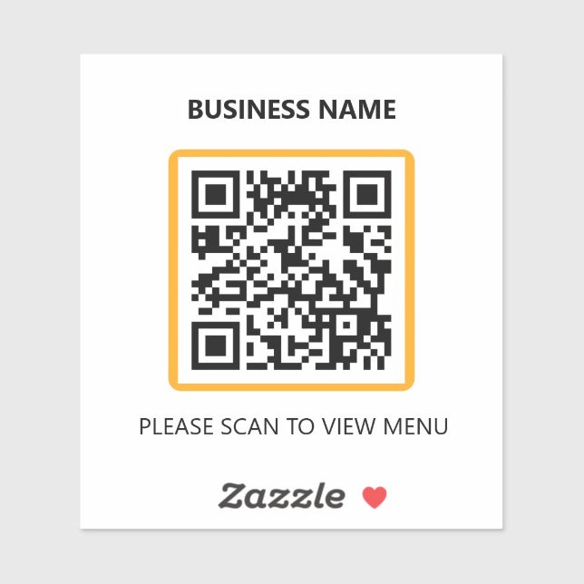 Basic Restaurant QR Code Scan for Menu Sticker (Sheet)