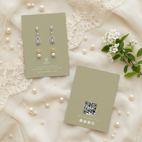 Basic Sage Green Jewelry Display Logo TMF26 Business Card