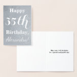 [ Thumbnail: Basic Silver Foil 35th Birthday + Custom Name Foil Card ]