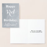[ Thumbnail: Basic Silver Foil 3rd Birthday + Custom Name Foil Card ]