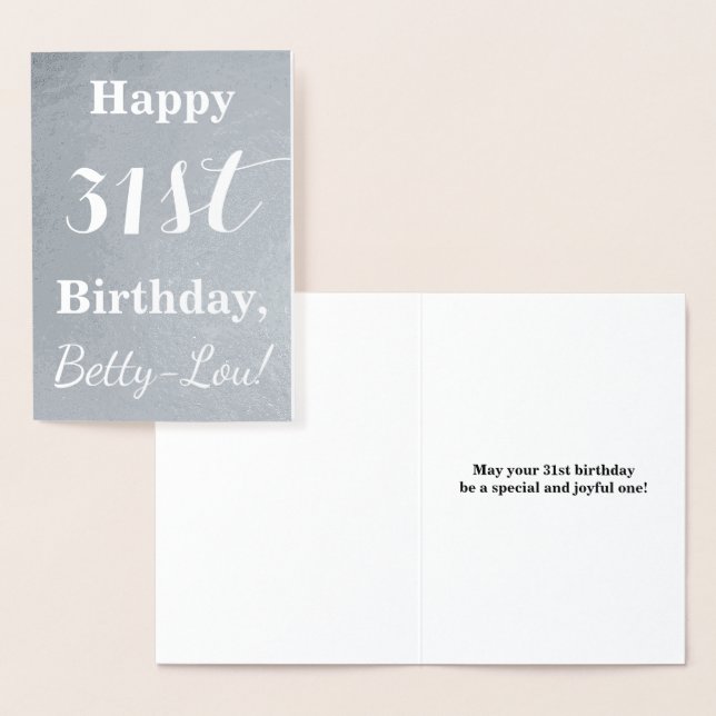 Basic Silver Foil "Happy 31st Birthday" + Name Card (Display)