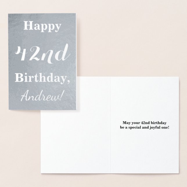 Basic Silver Foil "Happy 42nd Birthday" + Name Card (Display)