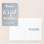[ Thumbnail: Basic Silver Foil "Happy 63rd Birthday" + Name Foil Card ]
