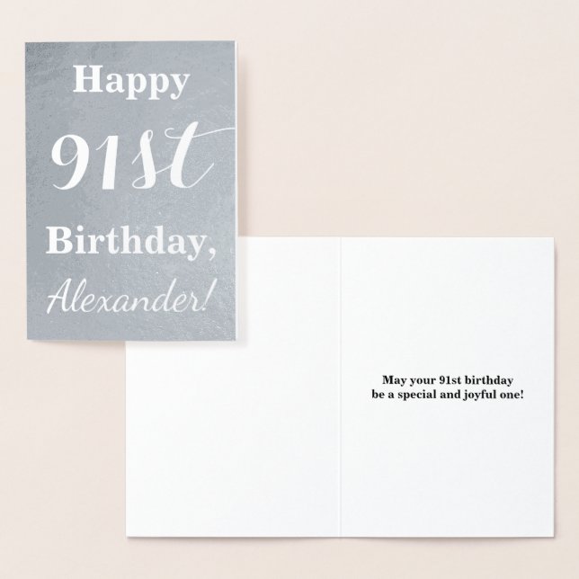 Basic Silver Foil "HAPPY 91st BIRTHDAY" + Name Foil Card (Display)