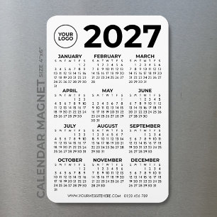 Basic Simple Black 2027 Calendar Business Logo Magnet
