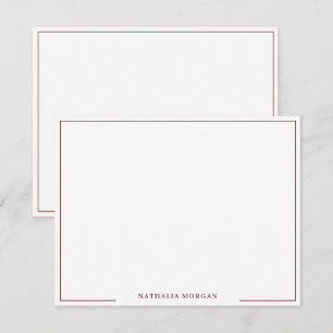 Basic Simple Burgundy Border Stationery Note Card