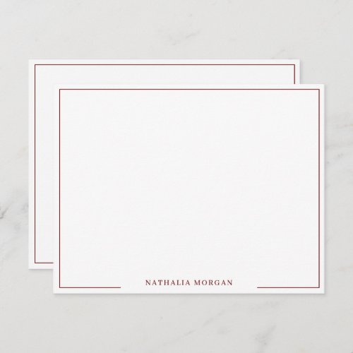 Basic Simple Burgundy Border Stationery  Note Card