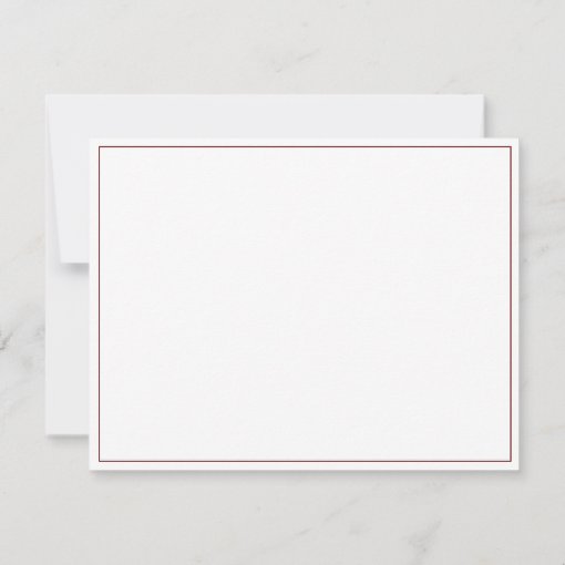Basic Simple Burgundy Border Stationery Note Card | Zazzle