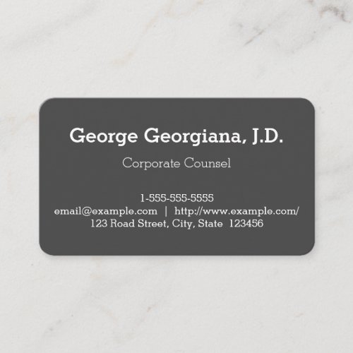 Basic  Simple Corporate Counsel Business Card