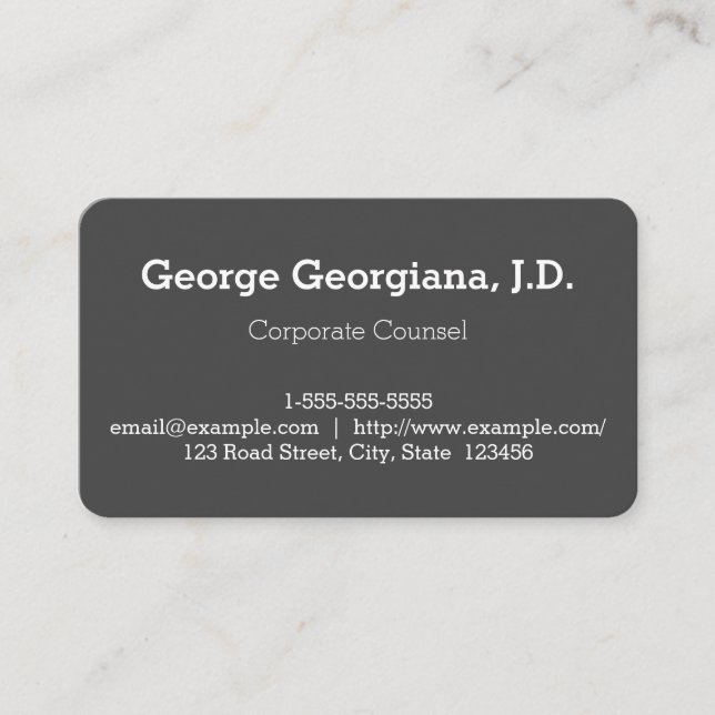 Basic & Simple Corporate Counsel Business Card (Front)