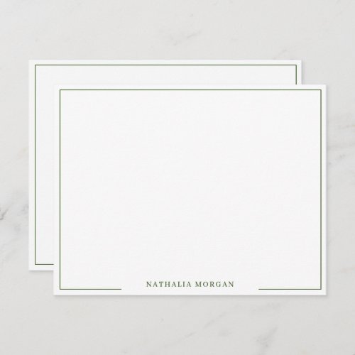 Basic Simple Green Border Stationery  Note Card