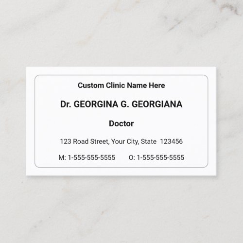 Basic Simple Healthcare Specialist Business Card