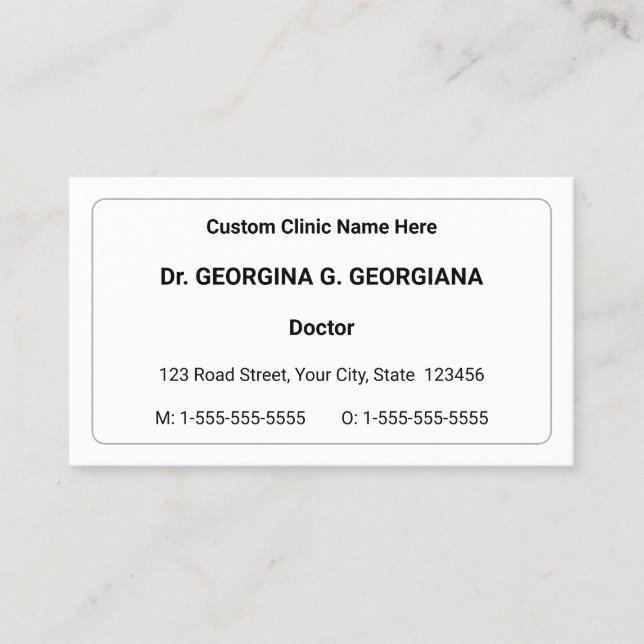 Basic, Simple, Healthcare Specialist Business Card (Front)