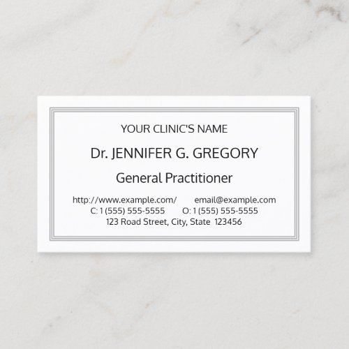 Basic Simple Healthcare Specialist Business Card