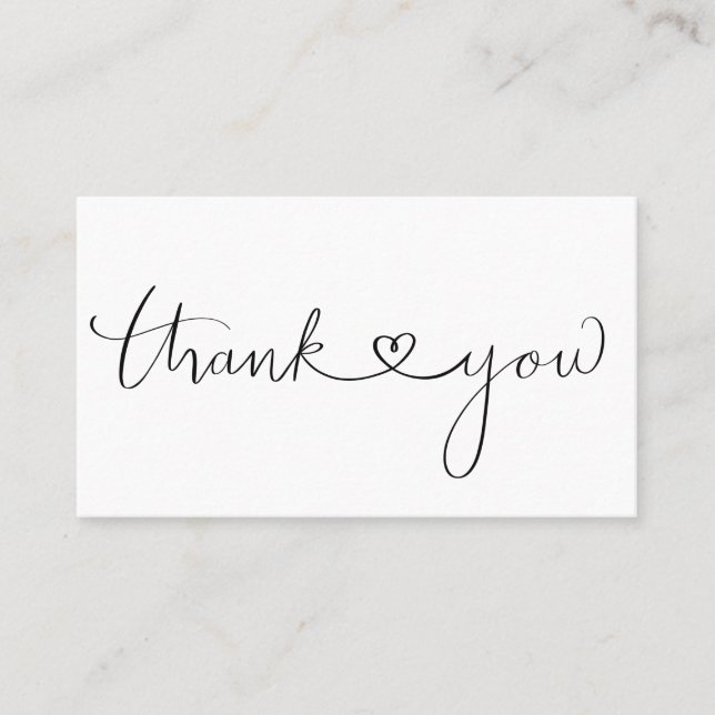 Basic Simple Heart Cursive Thank You Note Loyalty Card (Front)