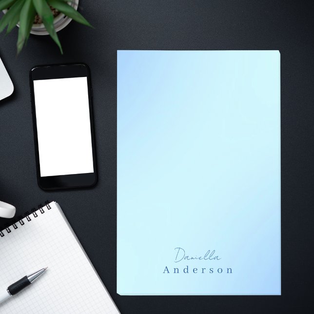 Basic Simple Minimalist Monogram Pastel Blue Post-it Notes (Creator Uploaded)