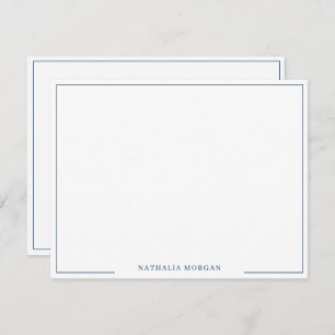 Basic Simple Navy Blue Border Stationery Note Card