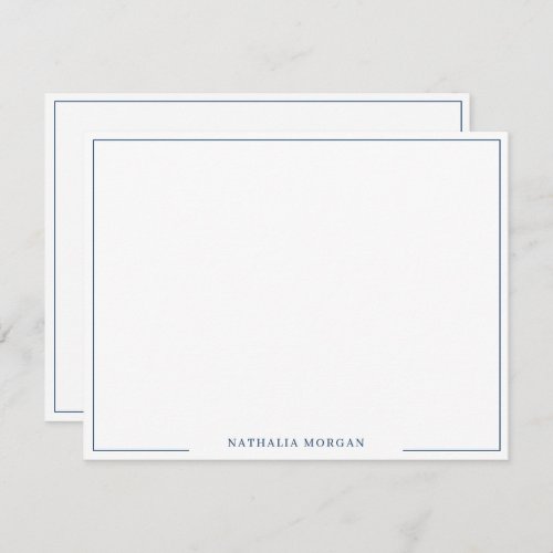 Basic Simple Navy Blue Border Stationery  Note Card