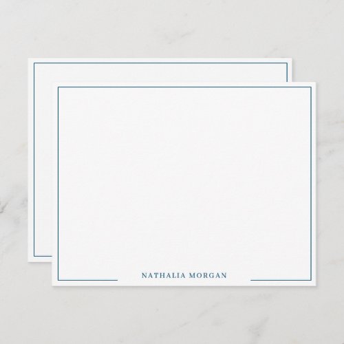 Basic Simple Teal Blue Border Stationery  Note Card