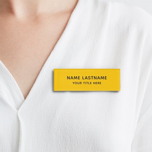 Basic Simple Yellow Minimalist Modern Custom Title Name Tag