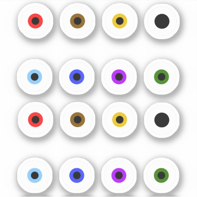 Basic Spooky Colorful Eyeballs Sticker (Front)