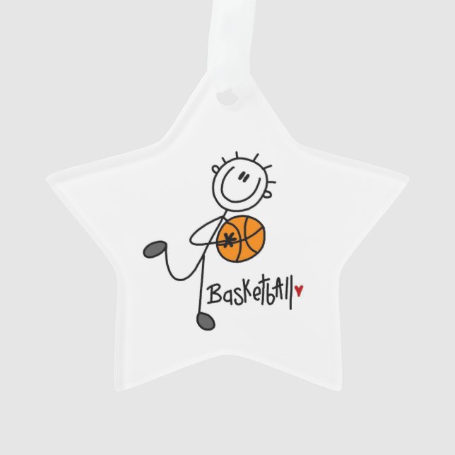 Basic Stick Figure Basketball Player Ornament (Back)