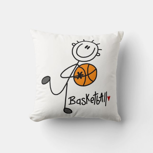 Basic Stick Figure Basketball T-shirts and Gifts Throw Pillow (Front)