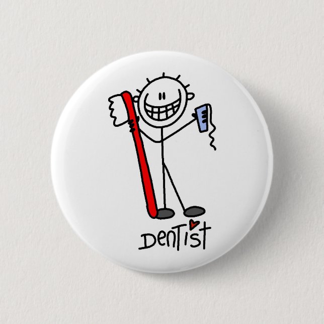 Basic Stick Figure Dentist Button (Front)