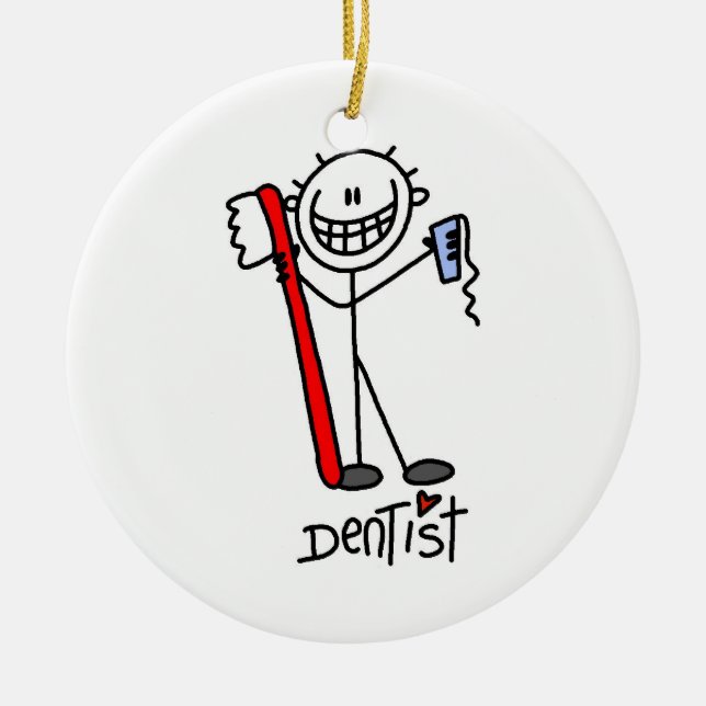 Basic Stick Figure Dentist Ceramic Ornament (Front)