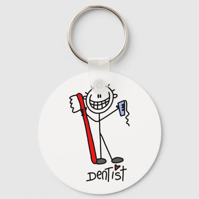 Basic Stick Figure Dentist Keychain (Front)