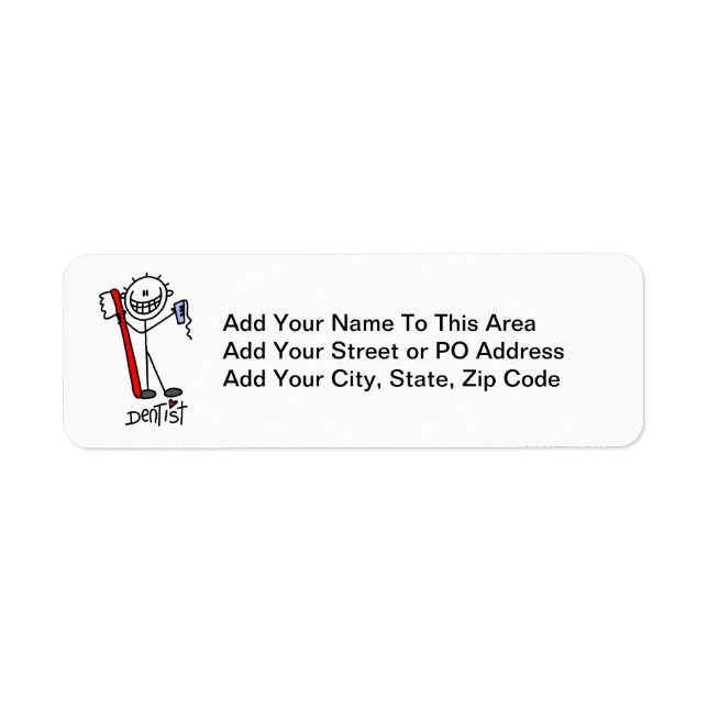 Basic Stick Figure Dentist Label (Front)