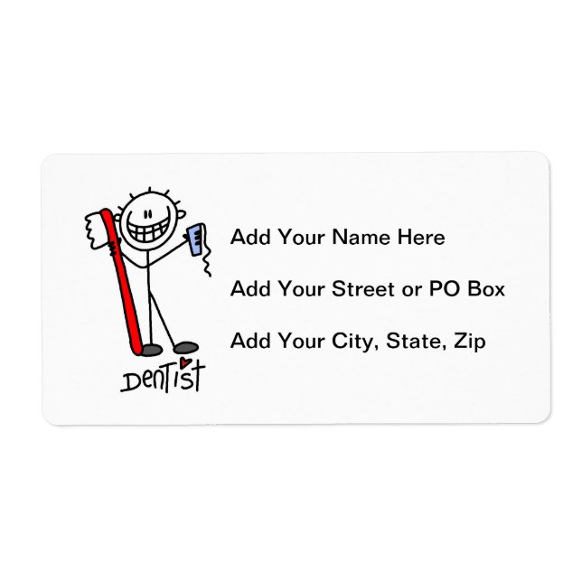 Basic Stick Figure Dentist Label (Front)