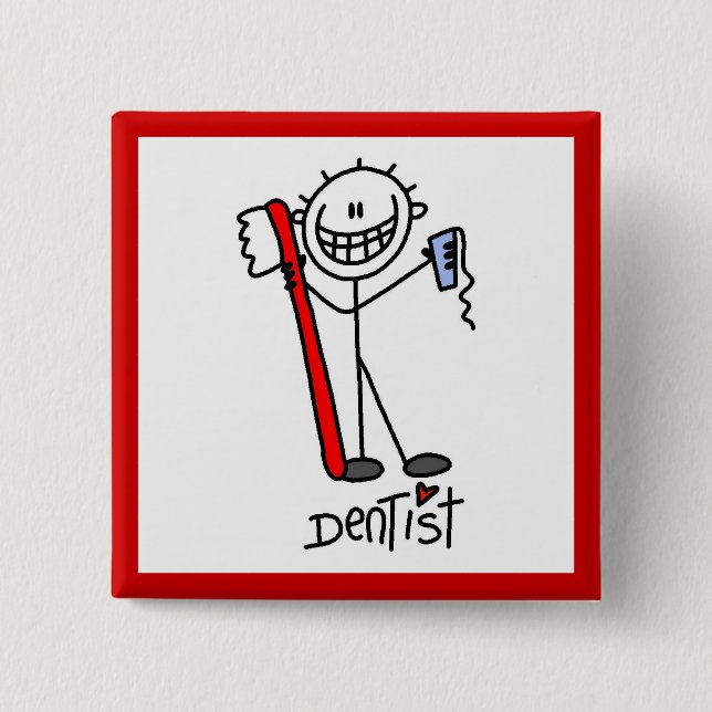 Basic Stick Figure Dentist Pinback Button (Front)